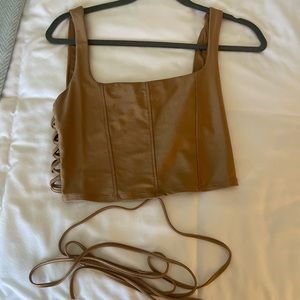 Gold AFRM Strappy Crop Top